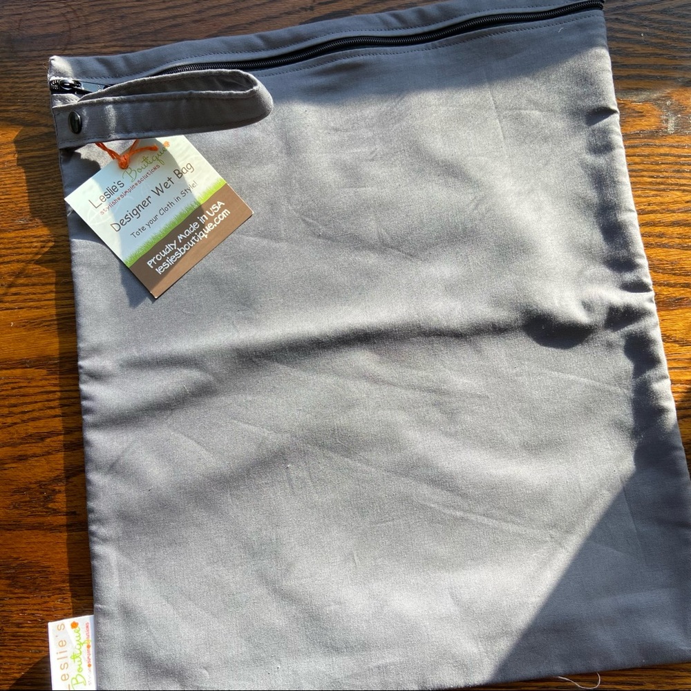 Leslie’s Boutique Medium Wet Bag Gray - cloth diaper, gym or swim bag